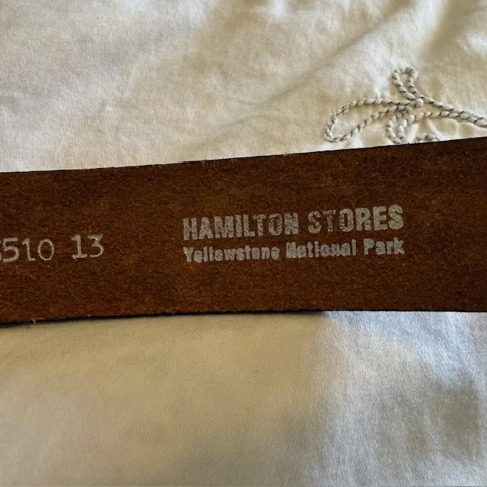Vintage Brown Leather Tooled Deer Buck Ram Elk Belt Size Small‎
